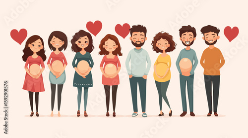 Pregnant Couples Embracing Happiness Together