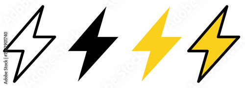 落雷アイコン。シンプルな電気エネルギーパワーアイコン。雷・稲妻のアイコンシンボル02