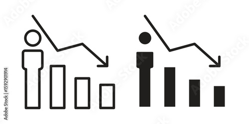 Attrition icon. concept solid and line style in black. EPS 10