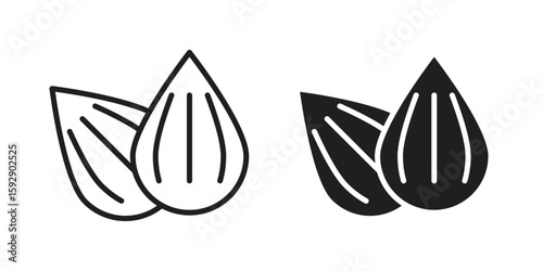 Almond icon. concept solid and line style in black. EPS 10