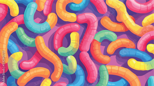 Colorful Gum Worms Candy Vector Illustration