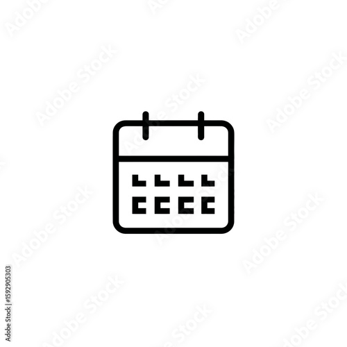 Black calendar displays schedule on white background minimalist style