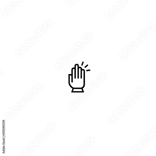 Hand outline waves emphatically on plain setting conveying signal detail