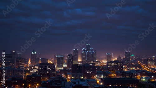 Wallpaper Mural Detroit City Lights and Morning Mist Torontodigital.ca