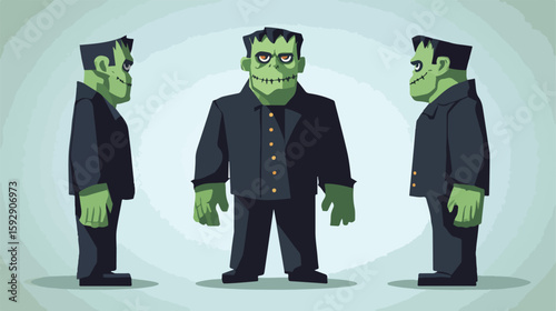 Frankenstein Costume Flat Vector Illustration