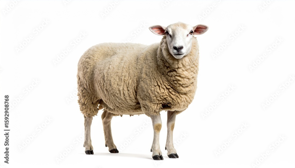 Fototapeta premium Sheep portrait against white background (2)