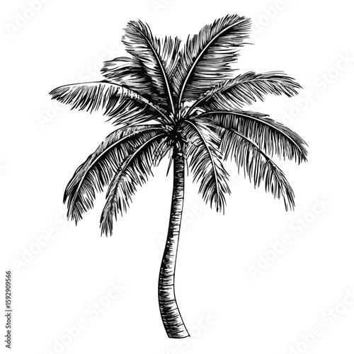 Hand Drawn Coconut Palm Tree Symbol