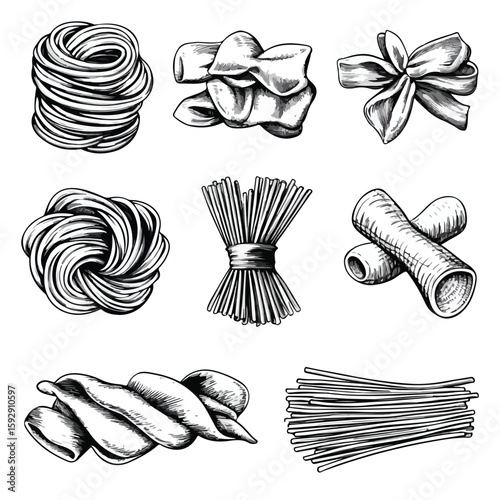 Hand Drawn Italian Pasta Set
