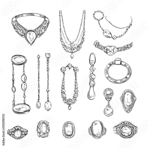 Hand-Drawn Jewelry Sketch Set