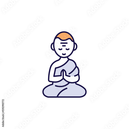 Buddha icon design with white background stock illustration
