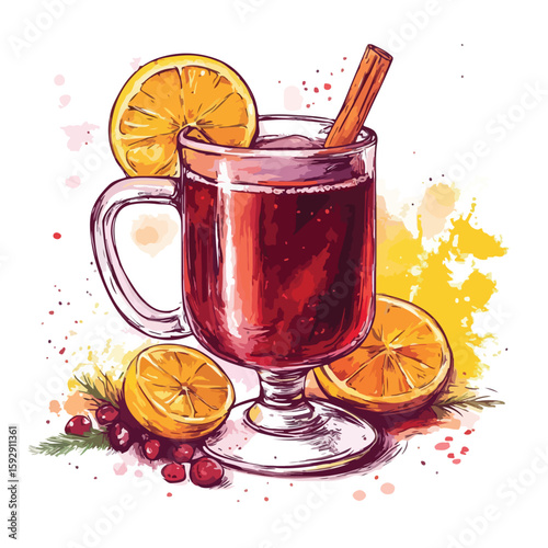 Hand-Drawn Mulled Wine Sketch Symbol