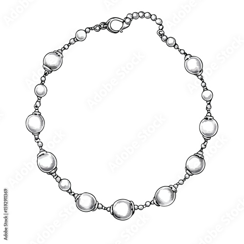 Hand-Drawn Pearl Necklace Sketch Symbol