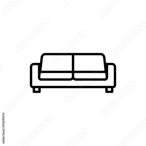 Couch simplistic black line icon sits interior living room furniture detail