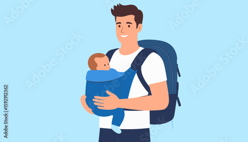 Father with Baby in Carrier: Modern Parenthood