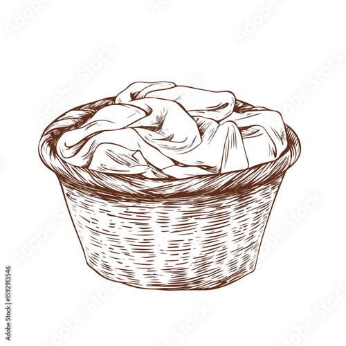 Hand-drawn Sketch Basin Dirty Linen