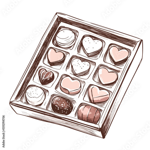 Hand-drawn Chocolate Sweets Box Sketch