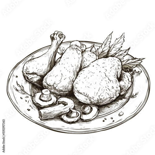 French Julienne Chicken Sketch