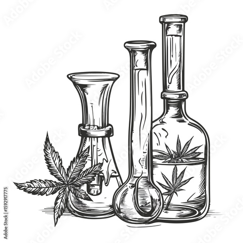 Hand-drawn Glass Bongs Sketch