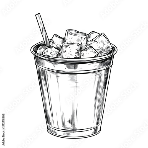 Hand-Drawn Ice Bucket for Cold Drinks
