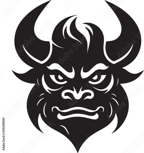 Ogre or Oni Head with Horns