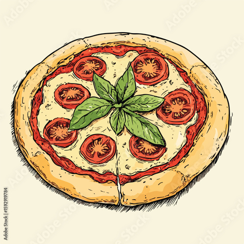 Neapolitan Pizza Sketch Illustration