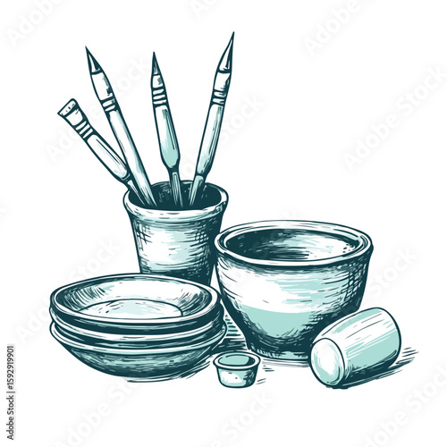 Ceramic needle tool sketch for crafting