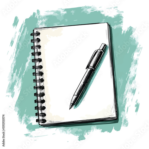 Hand-drawn sketch notebook pen white background
