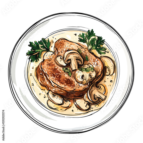 Pork in Creamy Mushroom Sauce Sketch