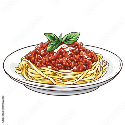 Detailed Sketch Tagliatelle Bolognese White Background