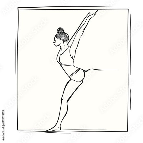 Yoga Stretching Exercise Woman Drawing