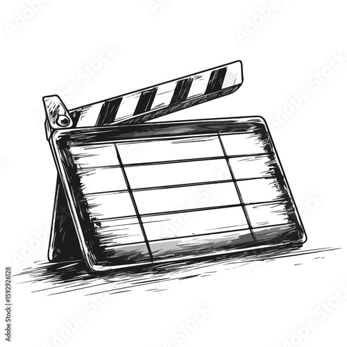 Clapperboard Sketch on White Background