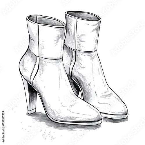 Women's Hand-drawn Ankle Booties Sketch