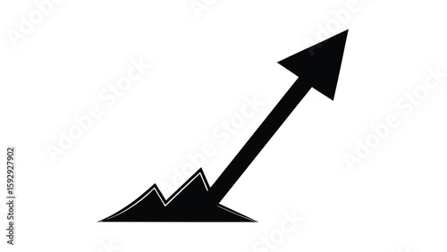Black Arrow with Initial Downturn Showing Growth and Recovery