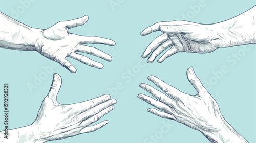 Human Hands Protecting Flat Vector Illustration