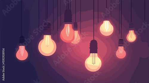 Dynamic hanging light bulbs animation