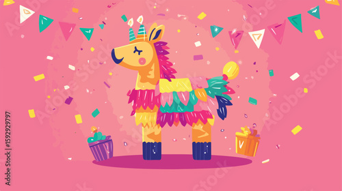 Colorful Birthday Pinata Decoration Celebration