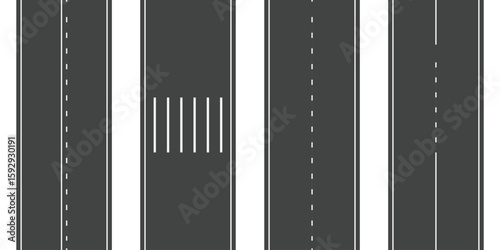 Horizontal asphalt road template. Winding road vector illustration. Seamless highway marking Isolated on background.	
