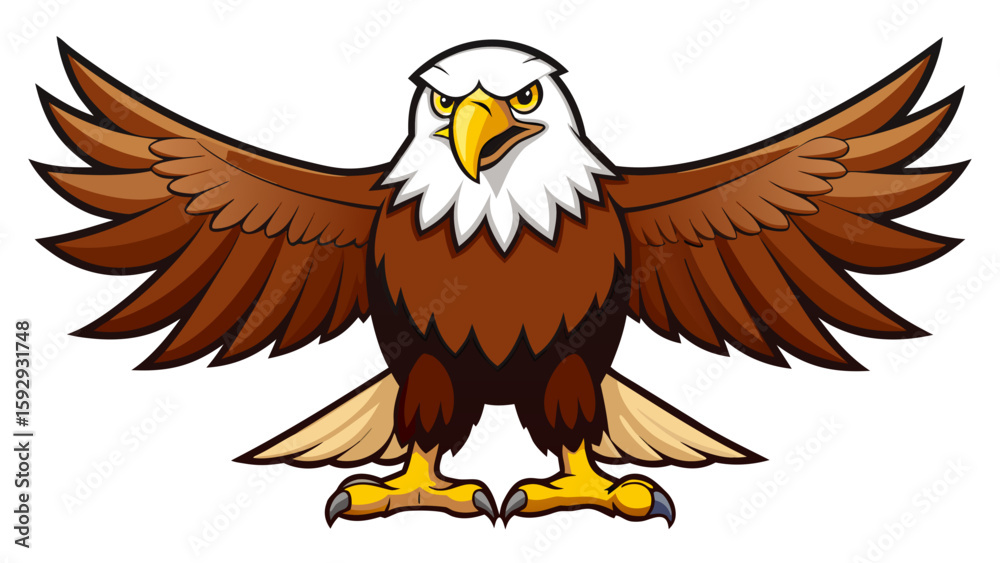Obraz premium Flying bald eagle vector cartoon illustration, a symbol of freedom