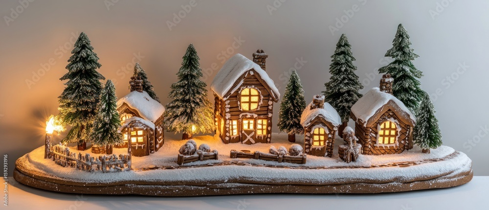 Obraz premium Christmas village gingerbread decor