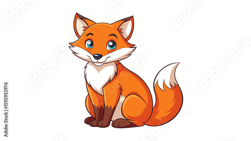 A cute red fox cartoon illustration with a bushy tail, resembling a playful wild dog or cat, designed for nature and forest themes