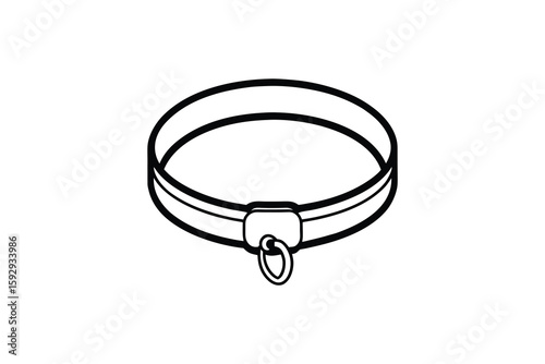 Simple Pet Collar Outline Silhouette Illustration