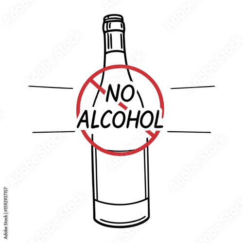 No alcohol warning label on bottle illustrating prohibition  