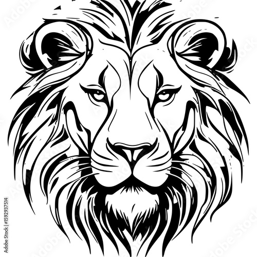 Majestic Lion Head with Flowing Mane – Flat Style Vector Illustration