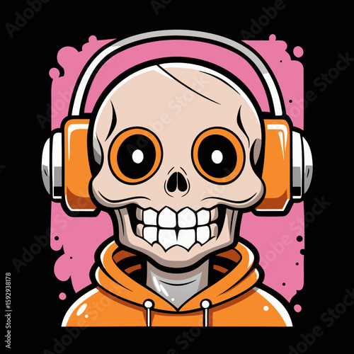 Dark Grim Reaper Skull Art for Halloween T-Shirt. Spooky Skeleton Head with Hood and Scythe. Scary Horror Character for October Night. Edgy Gothic Skull Design for Streetwear.