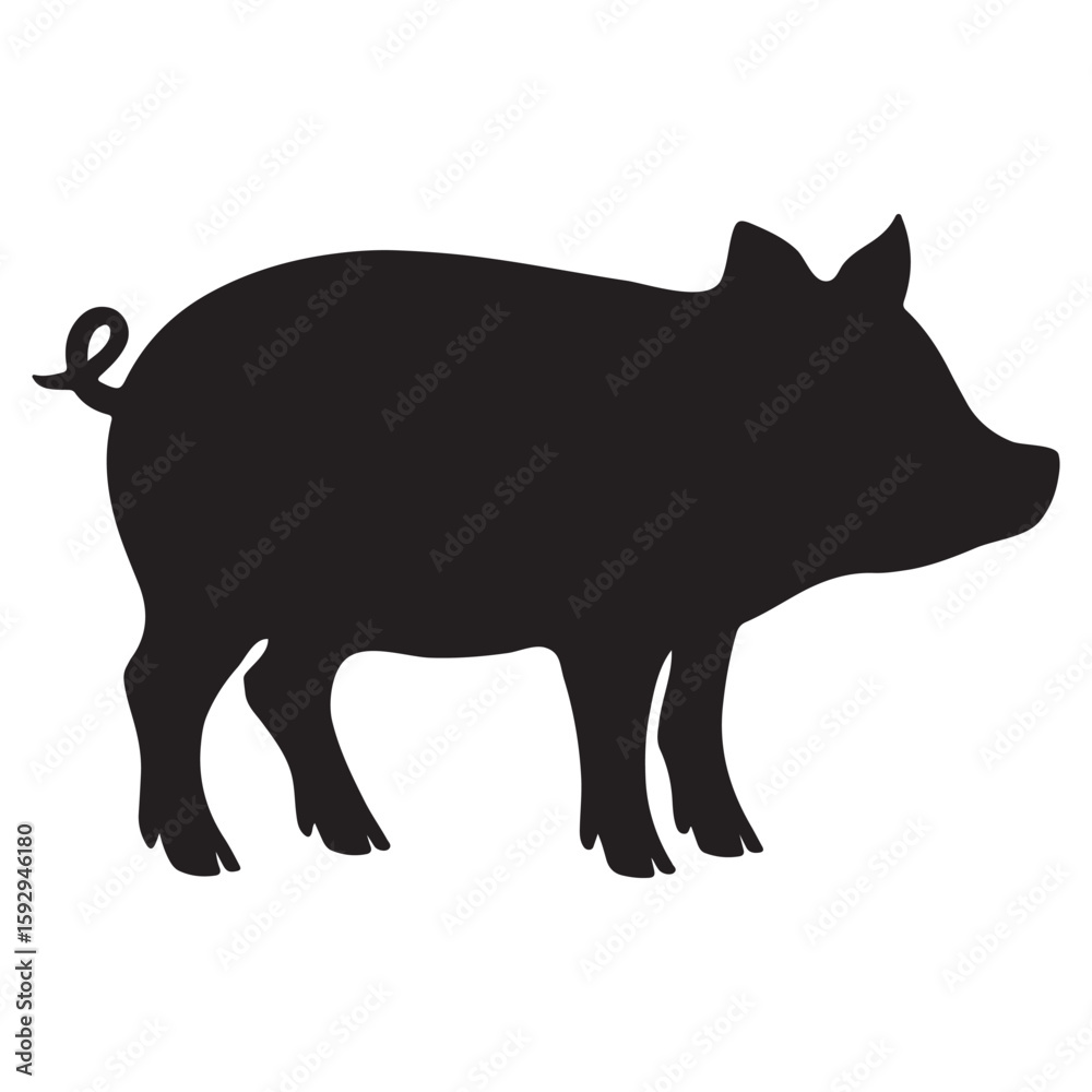 Fototapeta premium Fierce Boar Silhouette Icon with Sharp Tusks