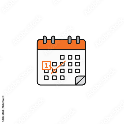 A simple orange calendar with the focus on the first day