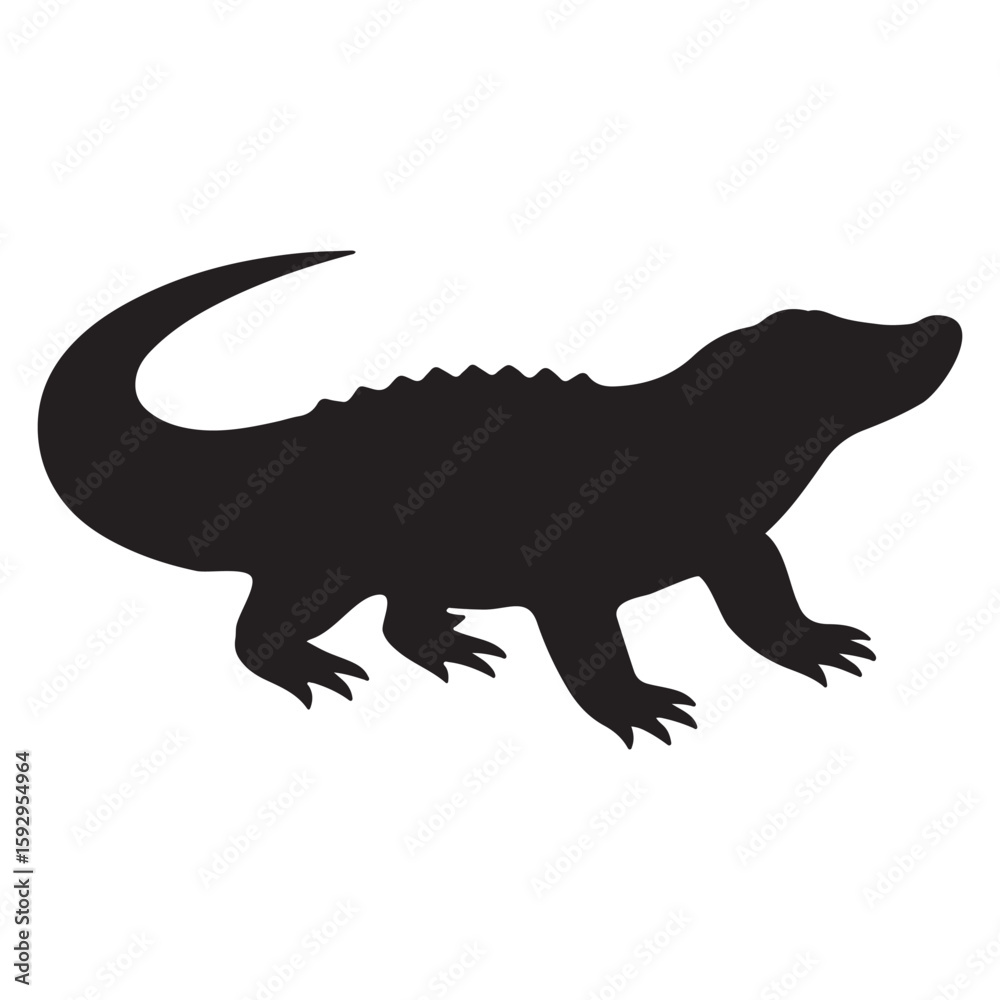 Obraz premium Ferocious Alligator Silhouette Icon in Clean Vector Style