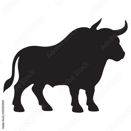 Majestic Ox Silhouette Icon in Bold Vector Style