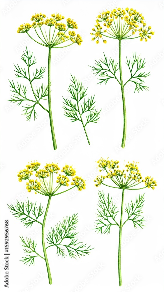Naklejka premium Watercolor illustration of dill plants