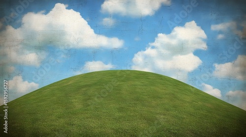 Serene Green Hill under Blue Sky with Clouds